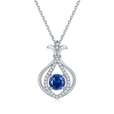 Round Cut Blue Crystal Small Gourd Necklace